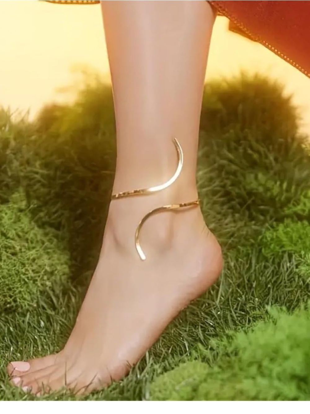Gold Crescent Wrap Anklet